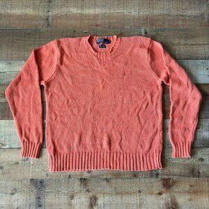 Polo By Ralph Lauren Mens Size Medium Knit Sweater Coral Crew Neck Linen/Cotton